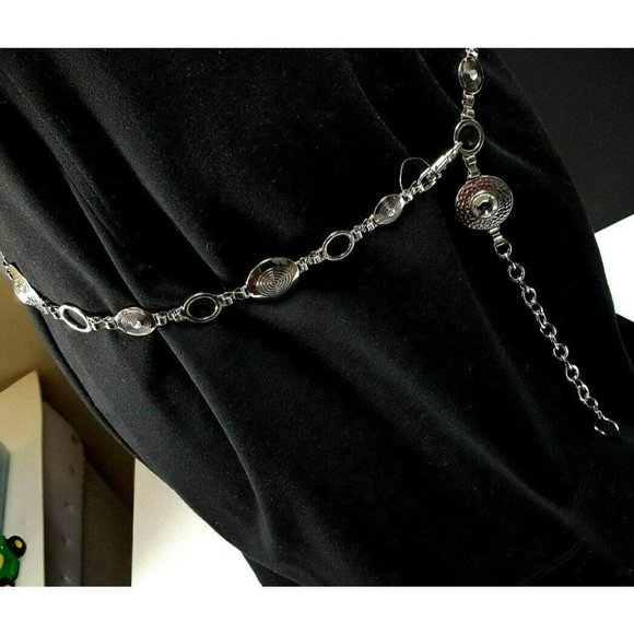 Rhinestone circle Silver Tone Chain belt cb23-72 - Picture 4 of 4